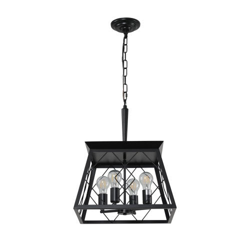 4 Lights Farmhouse Chandelier For Dining Room Black - No Bulbs