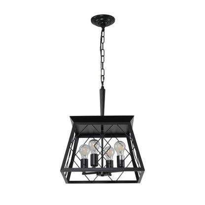 4 Lights Farmhouse Chandelier For Dining Room Black - No Bulbs