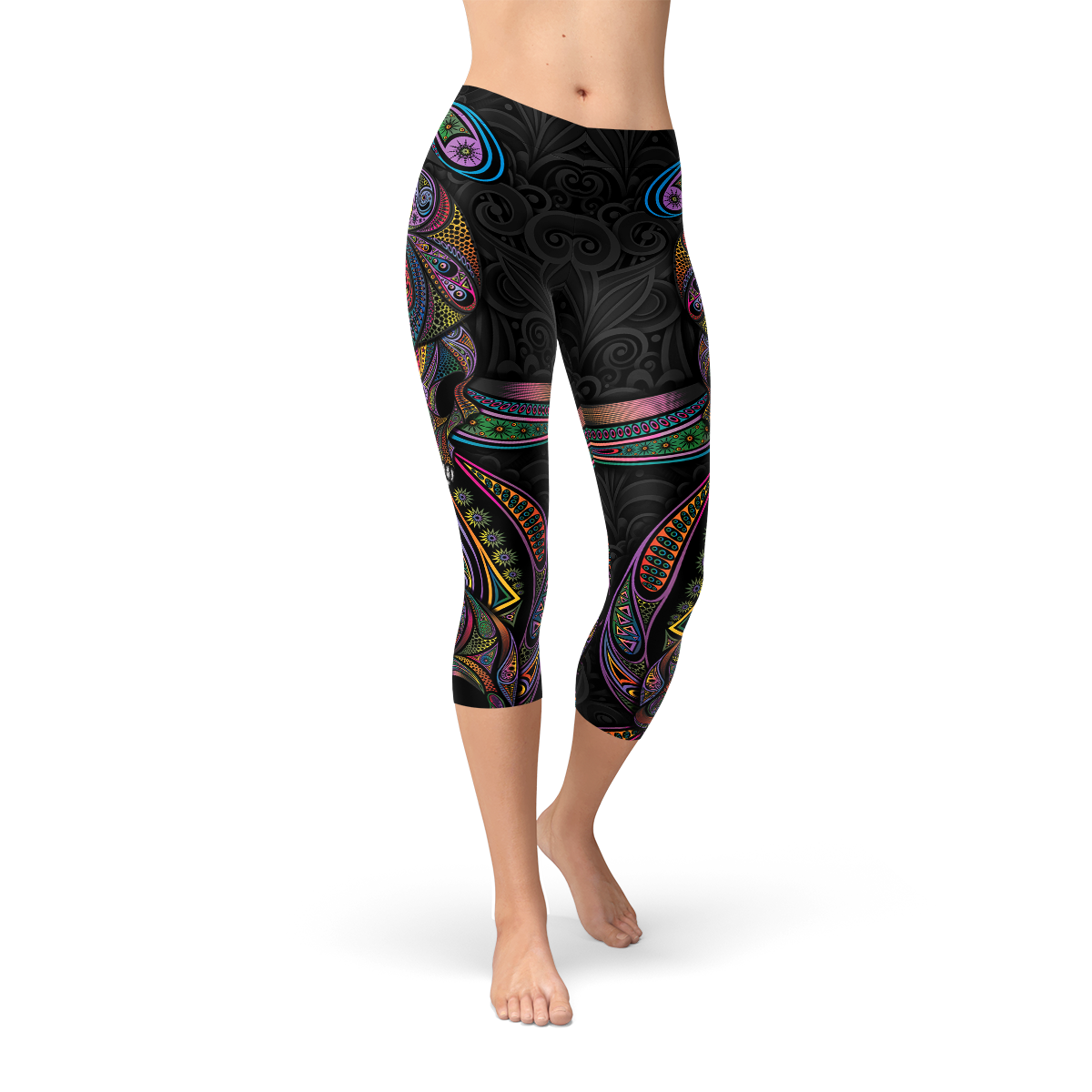 Women Sugar Skull Capri Leggings