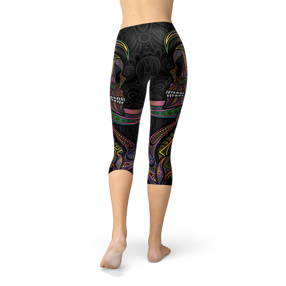 Women Sugar Skull Capri Leggings