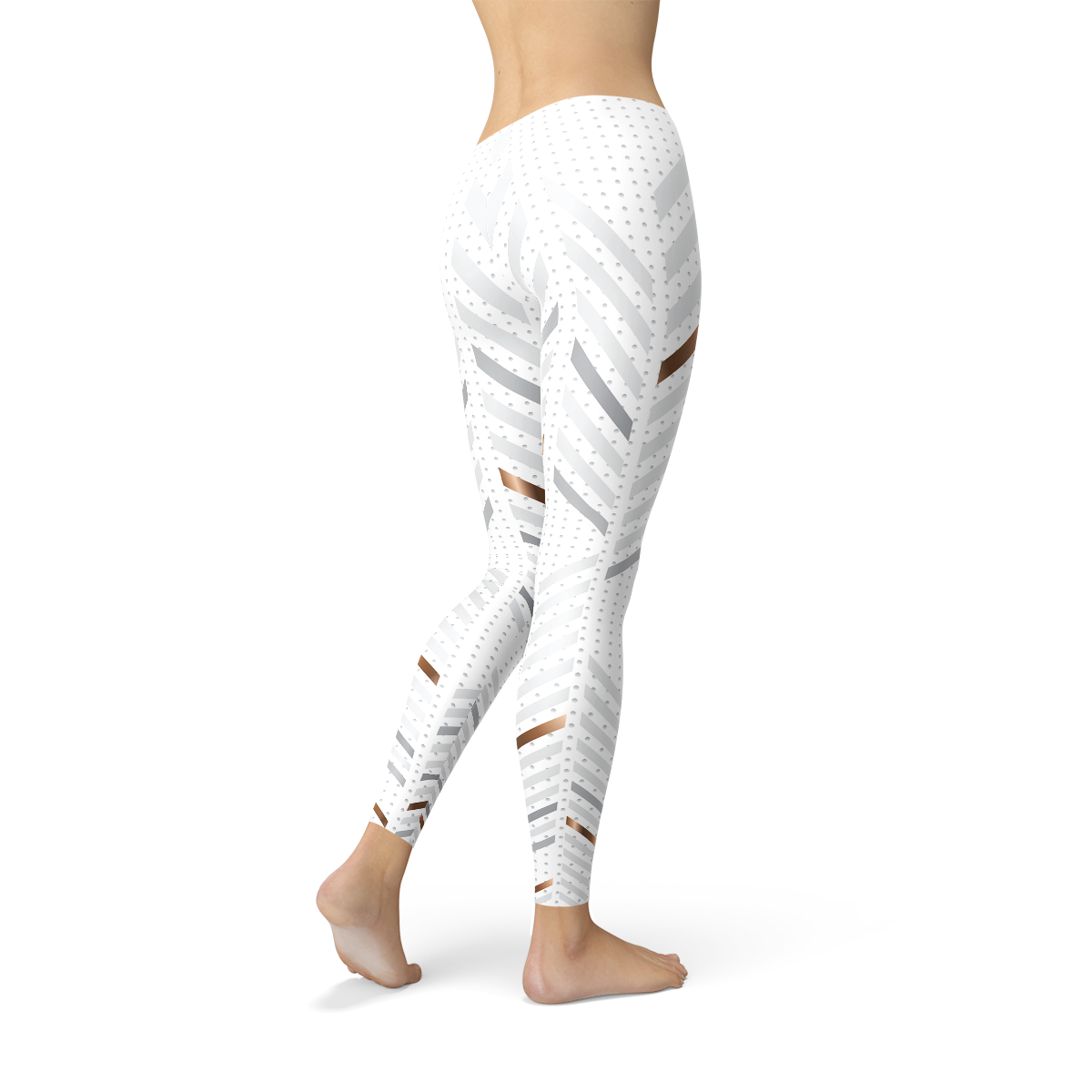 Women White Stripes Leggings