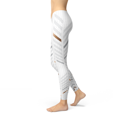 Women White Stripes Leggings