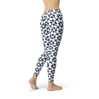 Women Geometric Blue Tile Leggings
