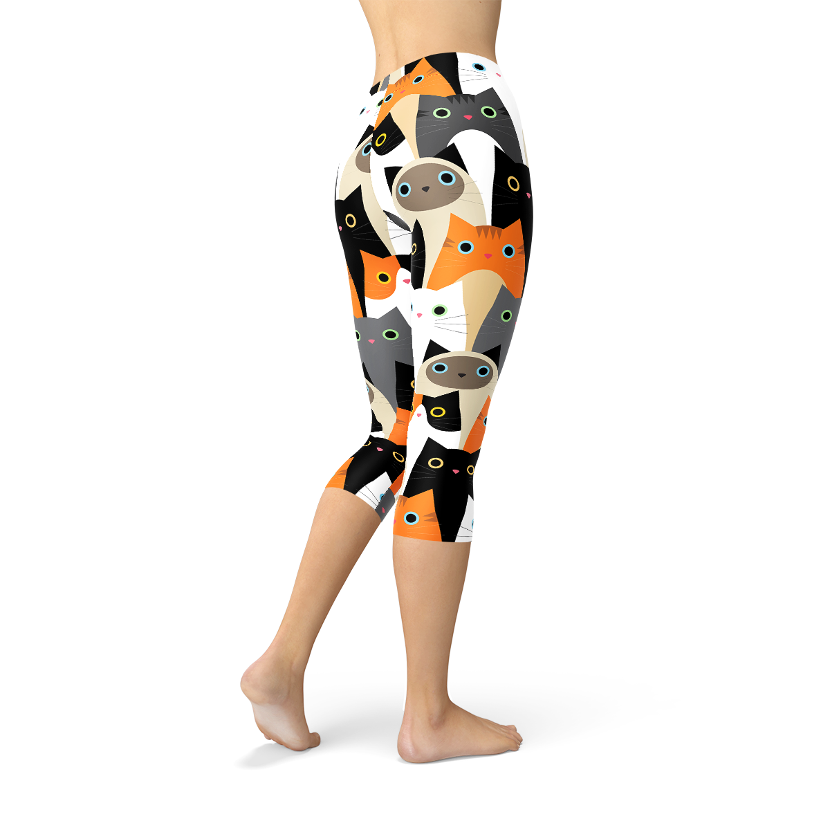 Women All Over Print Cats Capri Leggings