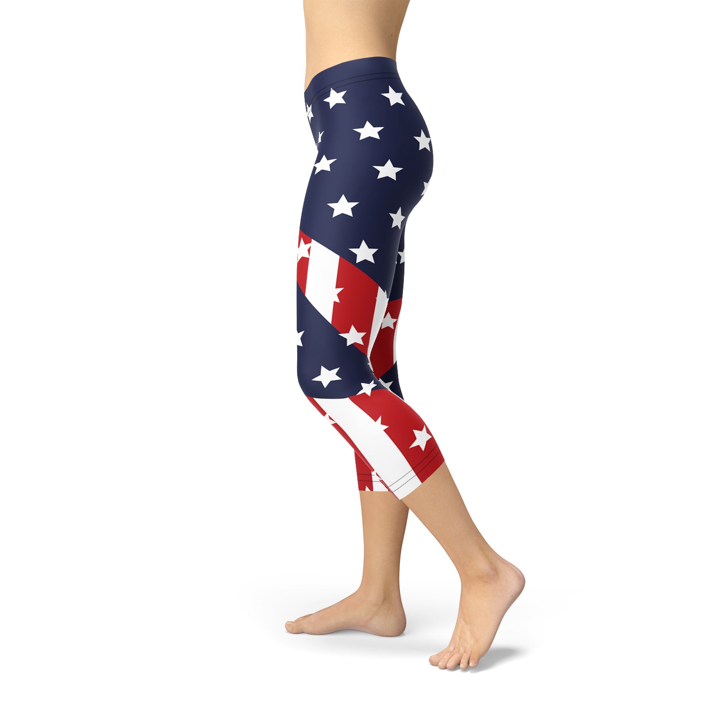 Women American Flag Capri Leggings