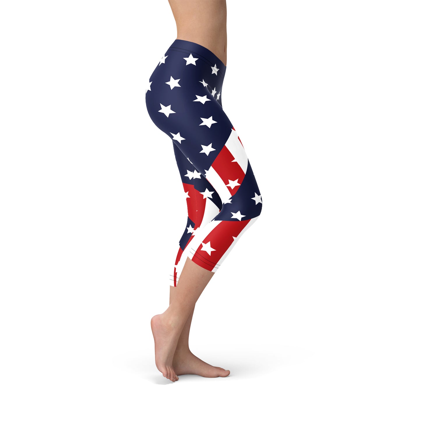 Women American Flag Capri Leggings