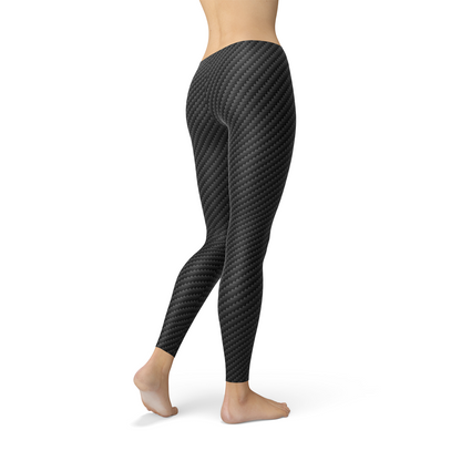 Women Black Carbon Fiber Leggings