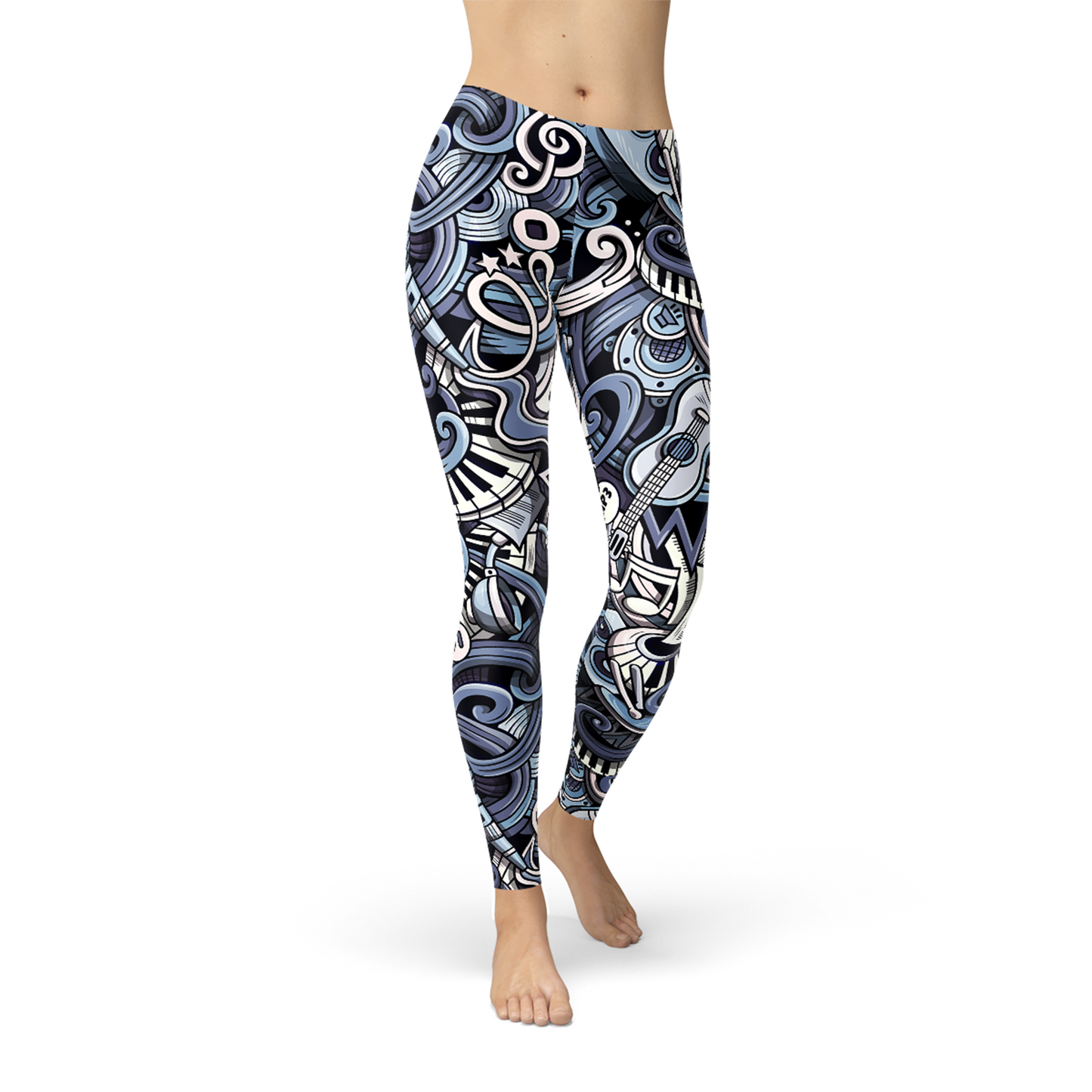 Women Music Blue Leggings