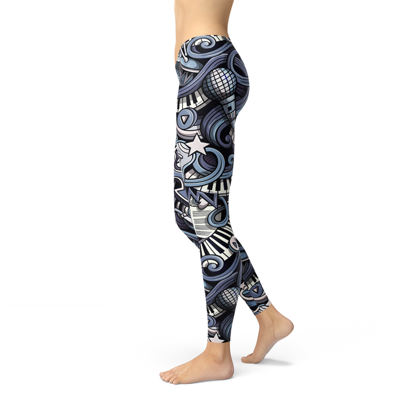 Women Music Blue Leggings