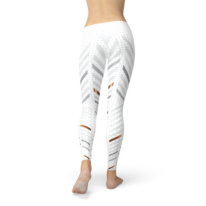 Women White Stripes Leggings