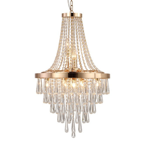 Golden Crystal Chandelier, Large Modern Luxury Chandelier For Living Room, Dining Room, Bedroom, Hallway - Bulb Not Included