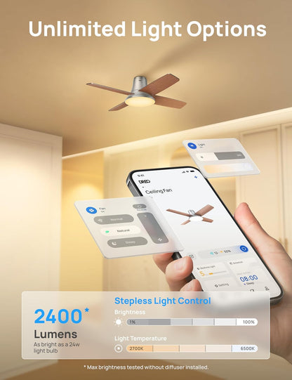 Ceiling Fans with Lights, 12 Speeds & 3 Fan Modes, Quiet DC Motor, Low