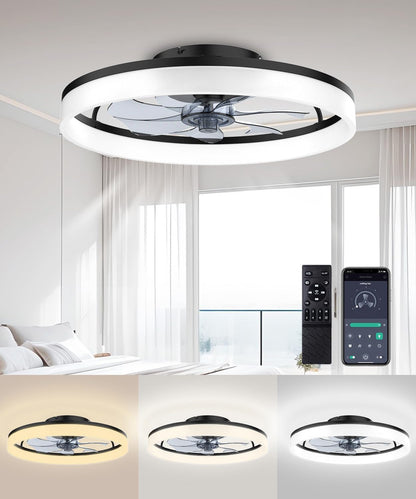 Ceiling Fans with Lights and Remote, 20" Fandelier Ceiling Fan Flush