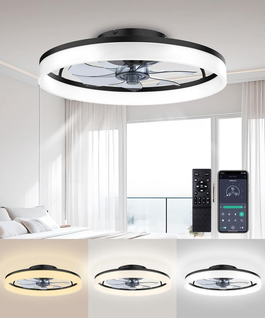 Ceiling Fans with Lights and Remote, 20" Fandelier Ceiling Fan Flush