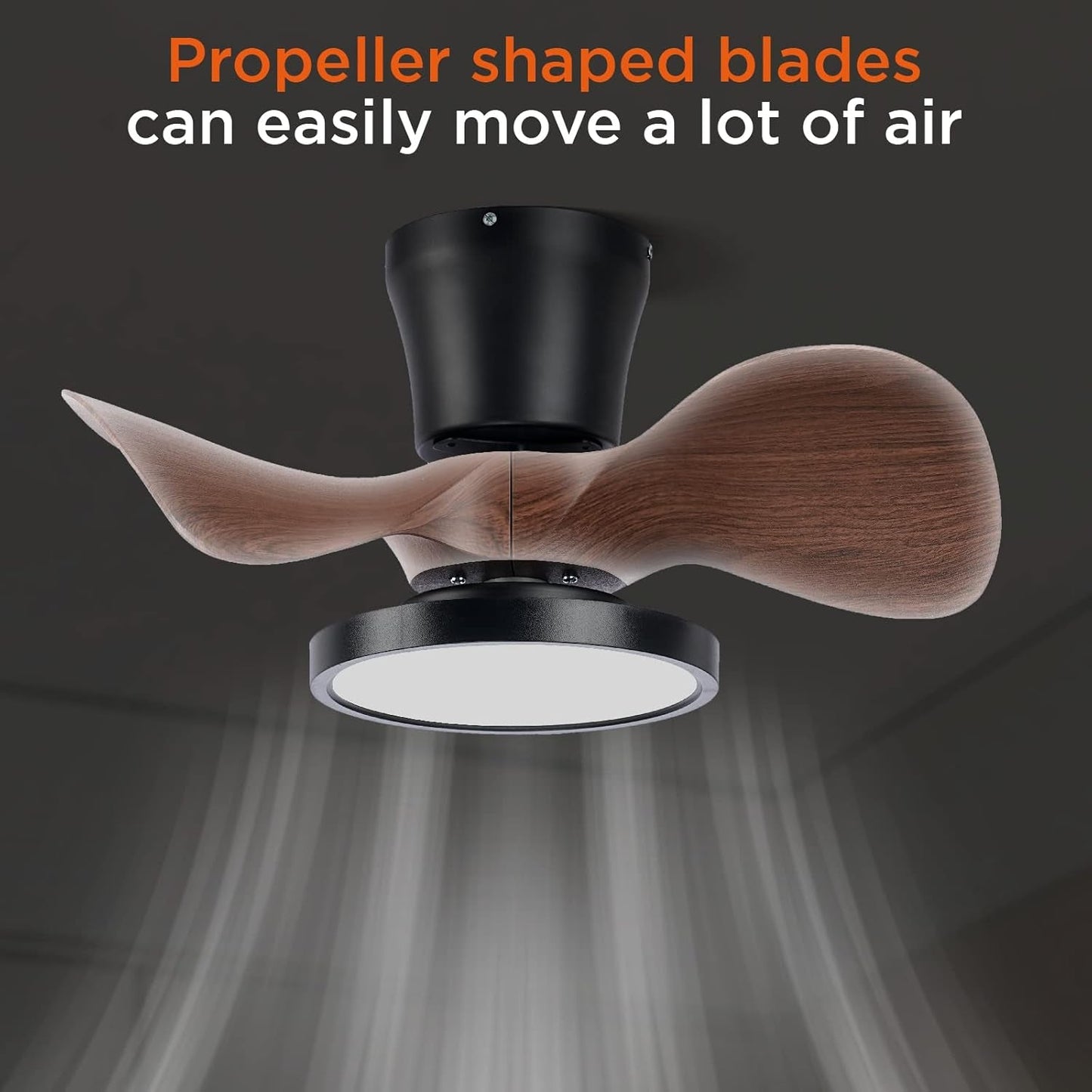 Quiet Ceiling Fan with LED Light 22 Inch Large Air Volume Remote