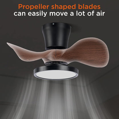Quiet Ceiling Fan with LED Light 22 Inch Large Air Volume Remote