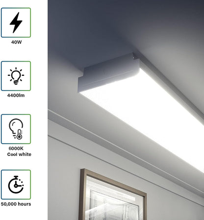 4FT LED Wraparound 40W Shop Lights for Garage, 4400Lm, 6000K, 4 Foot