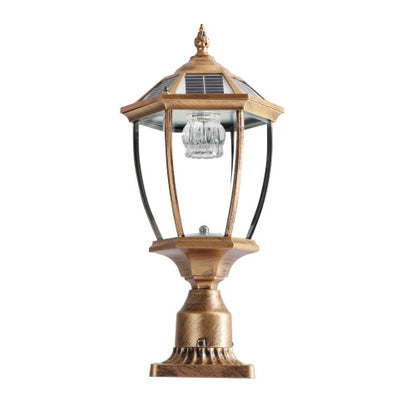 Vintage Gold Solar Pillar Headlight With Dimmable LED 1-Pack