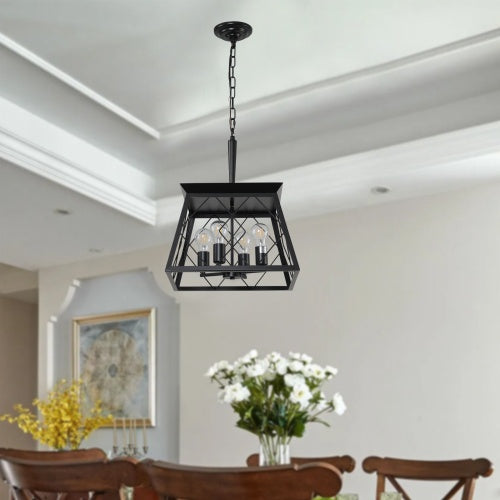 4 Lights Farmhouse Chandelier For Dining Room Black - No Bulbs