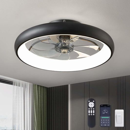 Ceiling Fans with Lights, 20" Flush Mount Ceiling Fan with Remote &