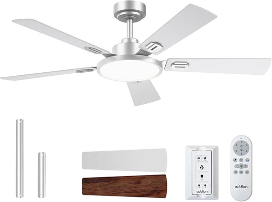 Ceiling Fans with Lights, 52 Inch Silver Ceiling Fan with Light and
