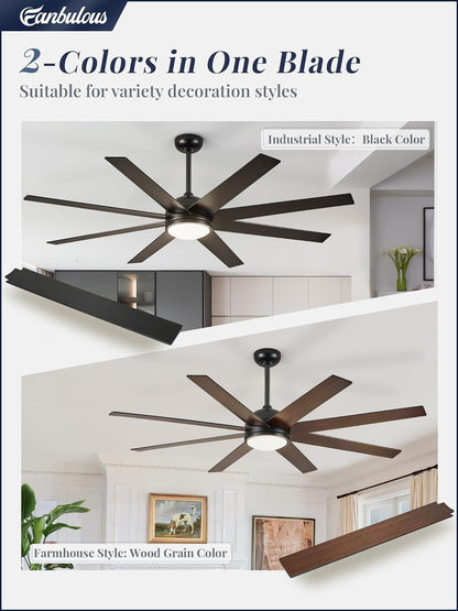 Ceiling Fans with Lights, 72 Inch Large Ceiling Fan with Light and