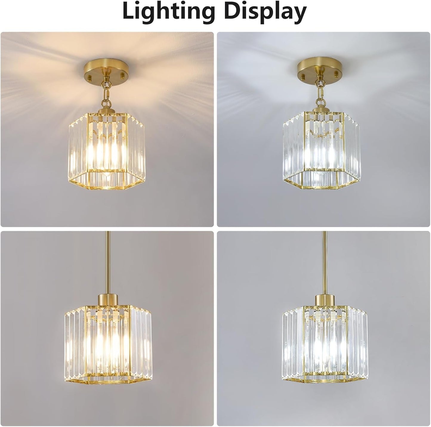 Gold Crystal Clear Pendant Lights For Kitchen Islands-4