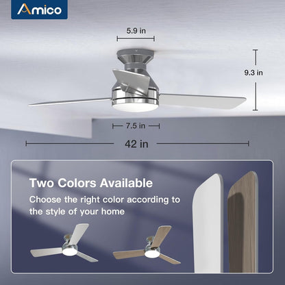 Ceiling Fans with Lights, 42 Inch Low Profile Ceiling Fan with Light