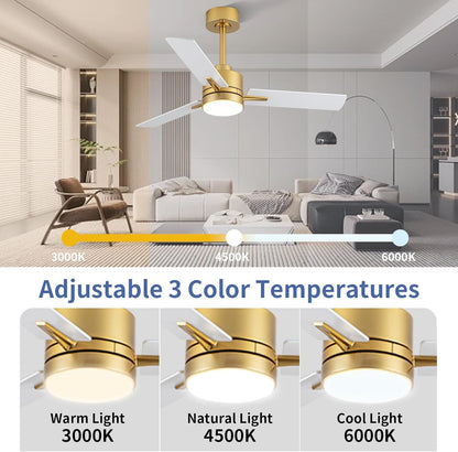 42 Inch Gold Ceiling Fan With Integrated LED Lighting-2