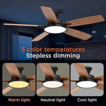 52 Inch Ceiling Fans with Lights,Remote Control Multifunctional Quiet