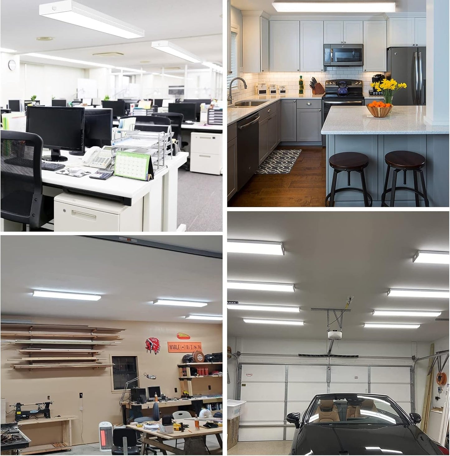 4 Pack 4FT LED Wraparound Light with 3 Wattages/3 Lumens/3 CCT