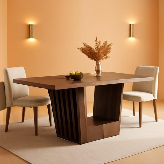 63 Inch Brown Farmhouse Wood Dining Table Heavy Duty Base-0