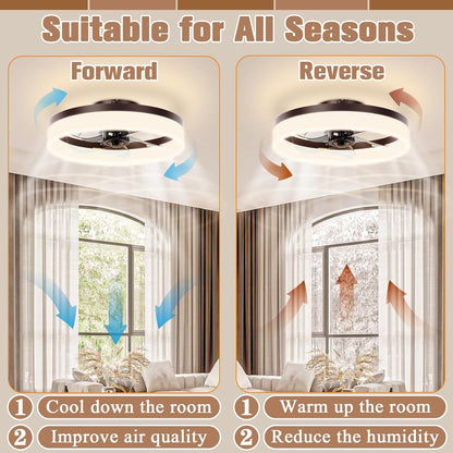 Low Profile Ceiling Fans with Lights and Remote,15.7In Modern Ceiling