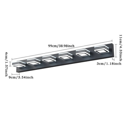 LED Modern Black Makeup Light, 6 Light Acrylic Matte Black Bathroom Makeup Light Covering Mirror