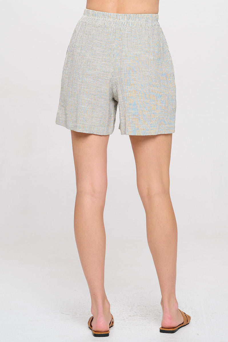 Striped Cotton Relaxed Fit Shorts with Pockets-3