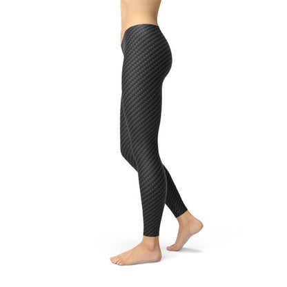 Women Black Carbon Fiber Leggings