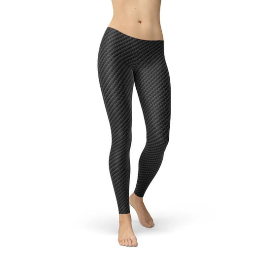 Women Black Carbon Fiber Leggings