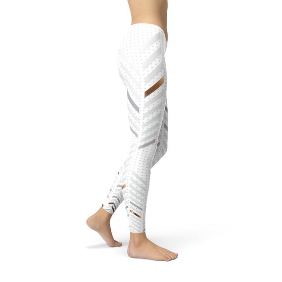 Women White Stripes Leggings
