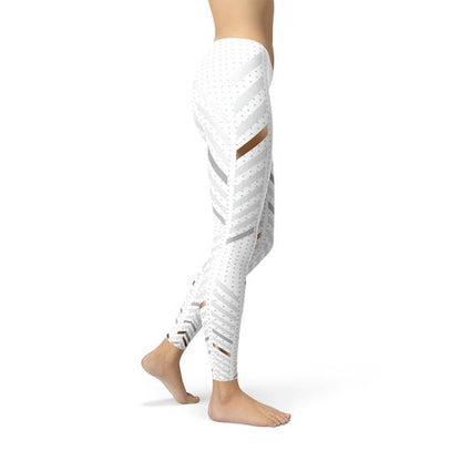 Women White Stripes Leggings