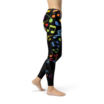 Women Colorful Music Notes Leggings