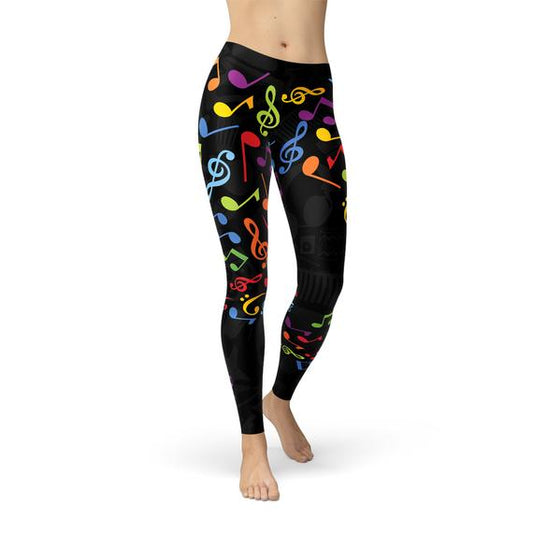 Women Colorful Music Notes Leggings