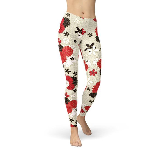 Women Japanese Cherry Blossom Leggings