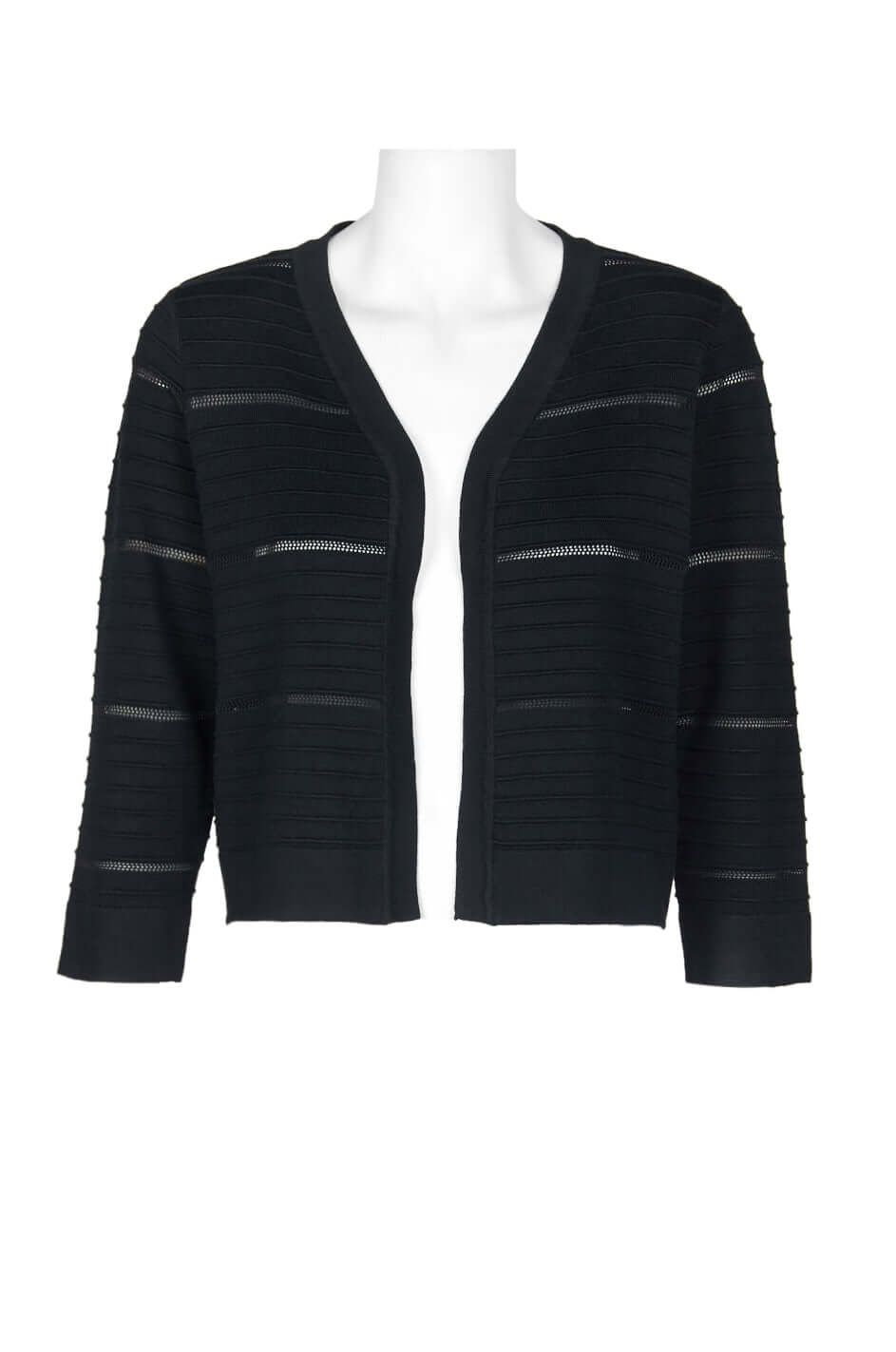 Nina Leonard Banded Long Sleeve Ribbed Knit Jacket-3