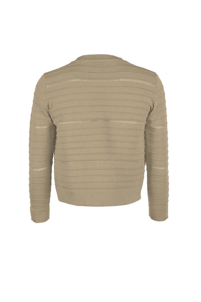 Nina Leonard Banded Long Sleeve Ribbed Knit Jacket-2