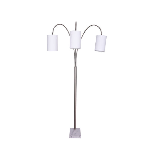 NNEDPE 3-Light Metal Arc Floor Lamp - Nickel & Marble Finish-0