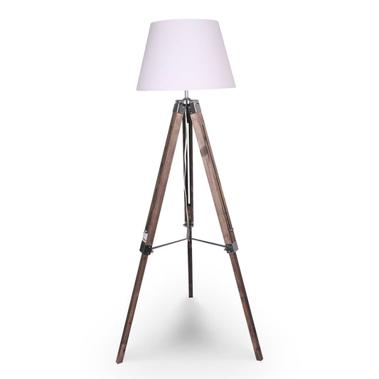 NNEDPE Sarantino Solid Wood Tripod Floor Lamp Adjustable Height White Shade-0