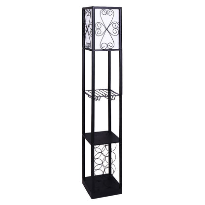 NNEDPE Sarantino Metal Etagere Floor Lamp with Wine Holder Shelf-0