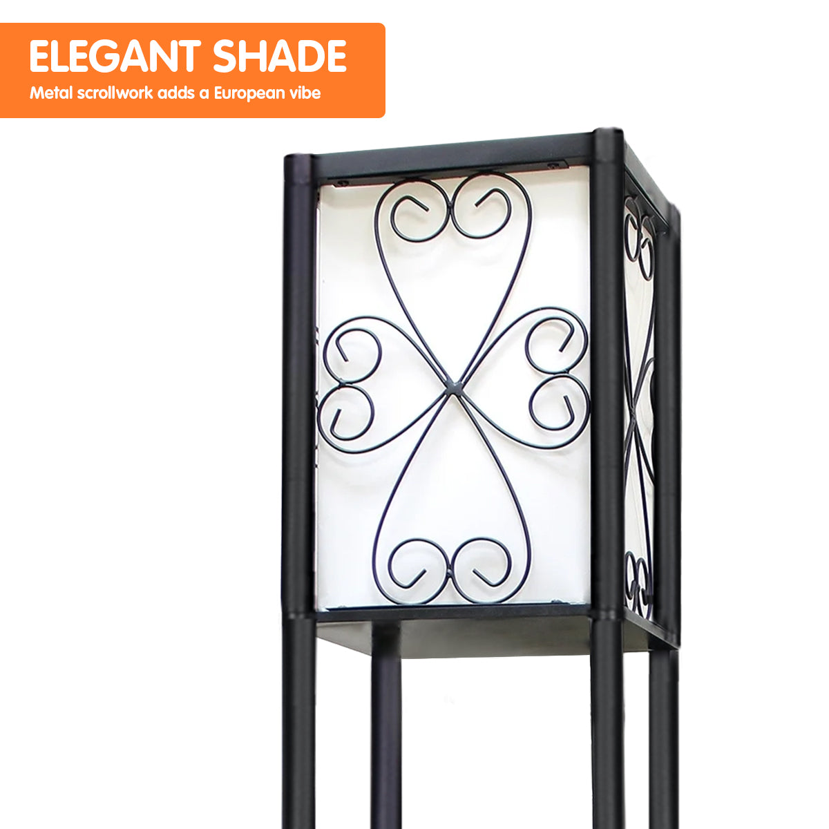 NNEDPE Sarantino Metal Etagere Floor Lamp with Wine Holder Shelf-3