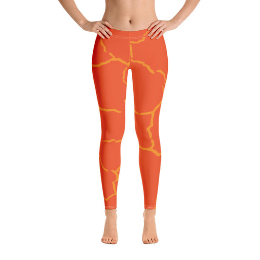 Smash Crackle Orange Leggings-0