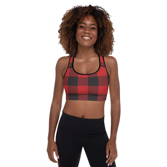 Buffalo Plaid Padded Sports Bra-0
